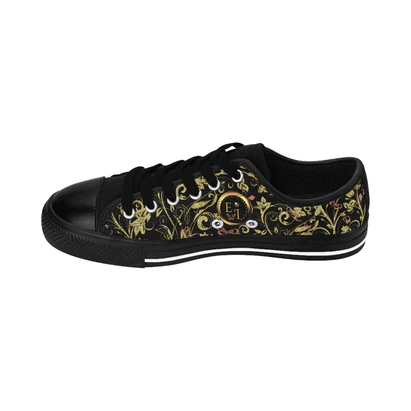 Bohemian Butterfly | Black | Black Sole LowTop Sneakers
