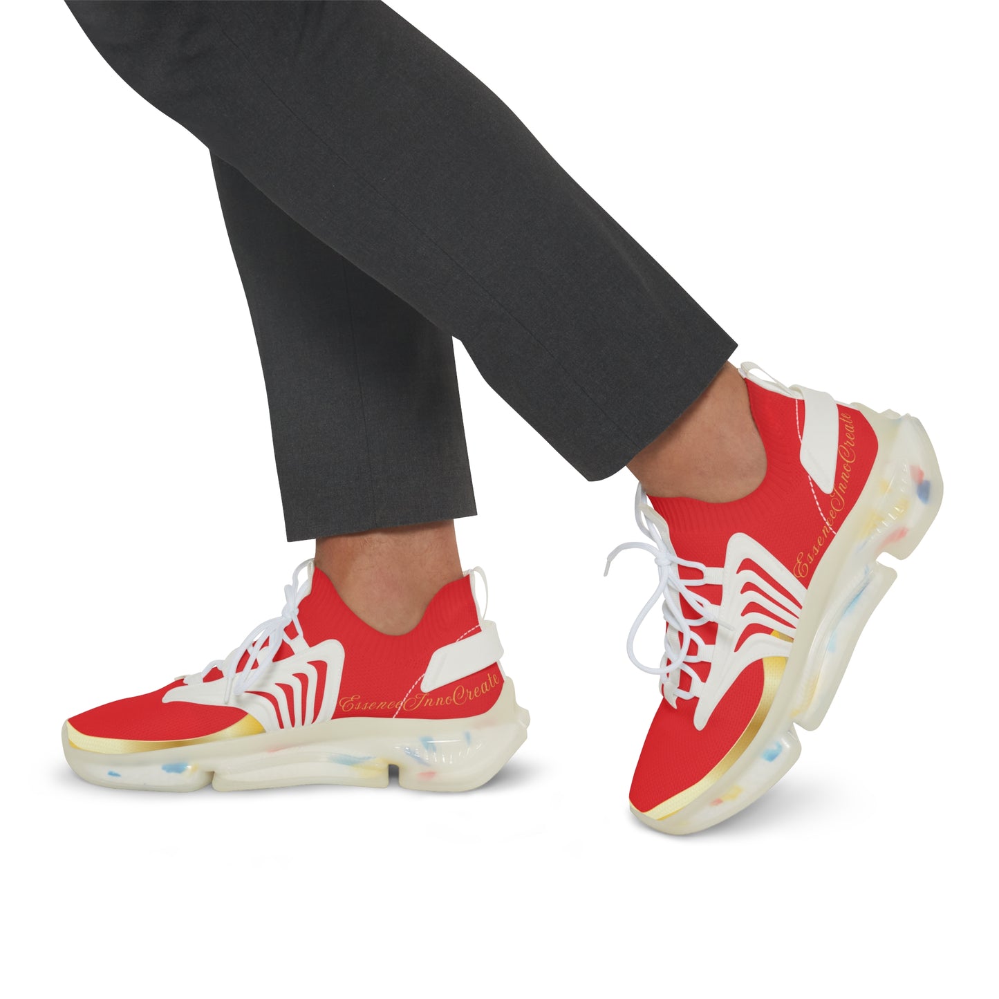 EssenceInnoCreate Red | Men’s White Trim Mesh Sneakers