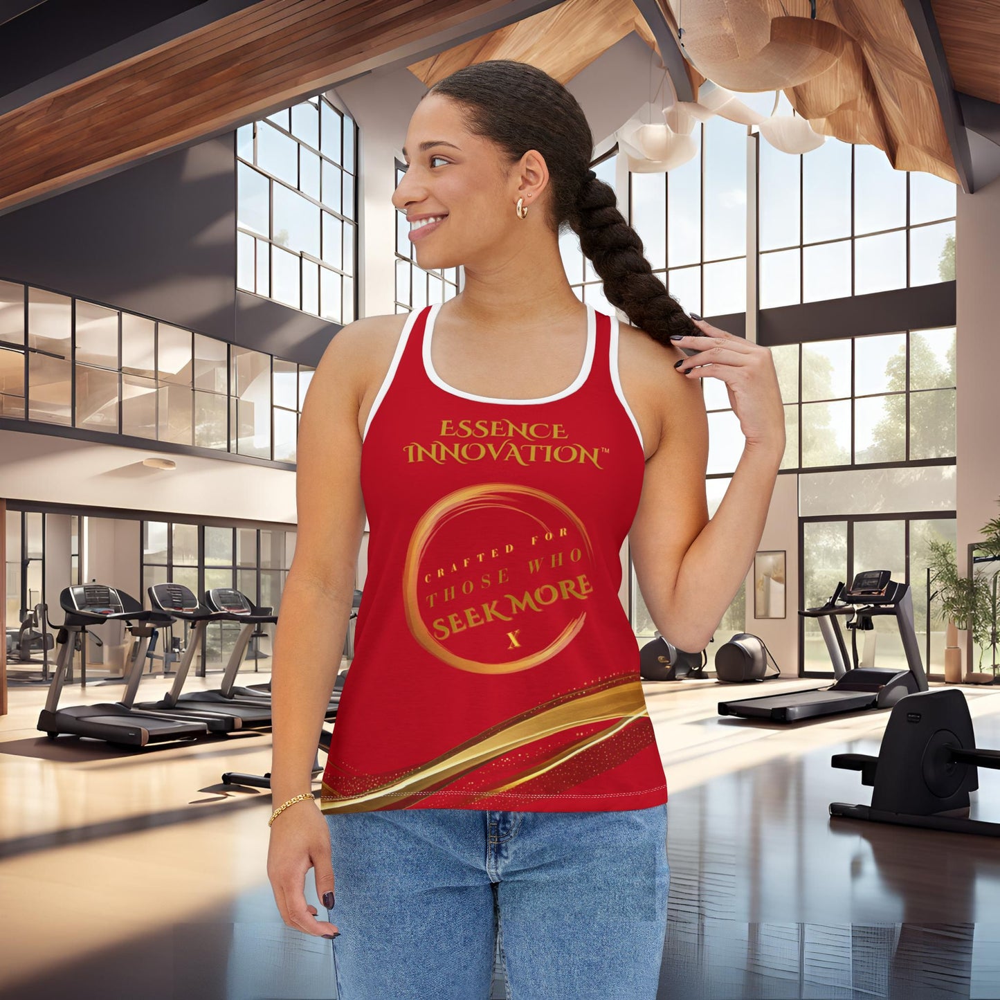 Seek More Luxe~T X | EI Sports Racerback Tank | Dark Red