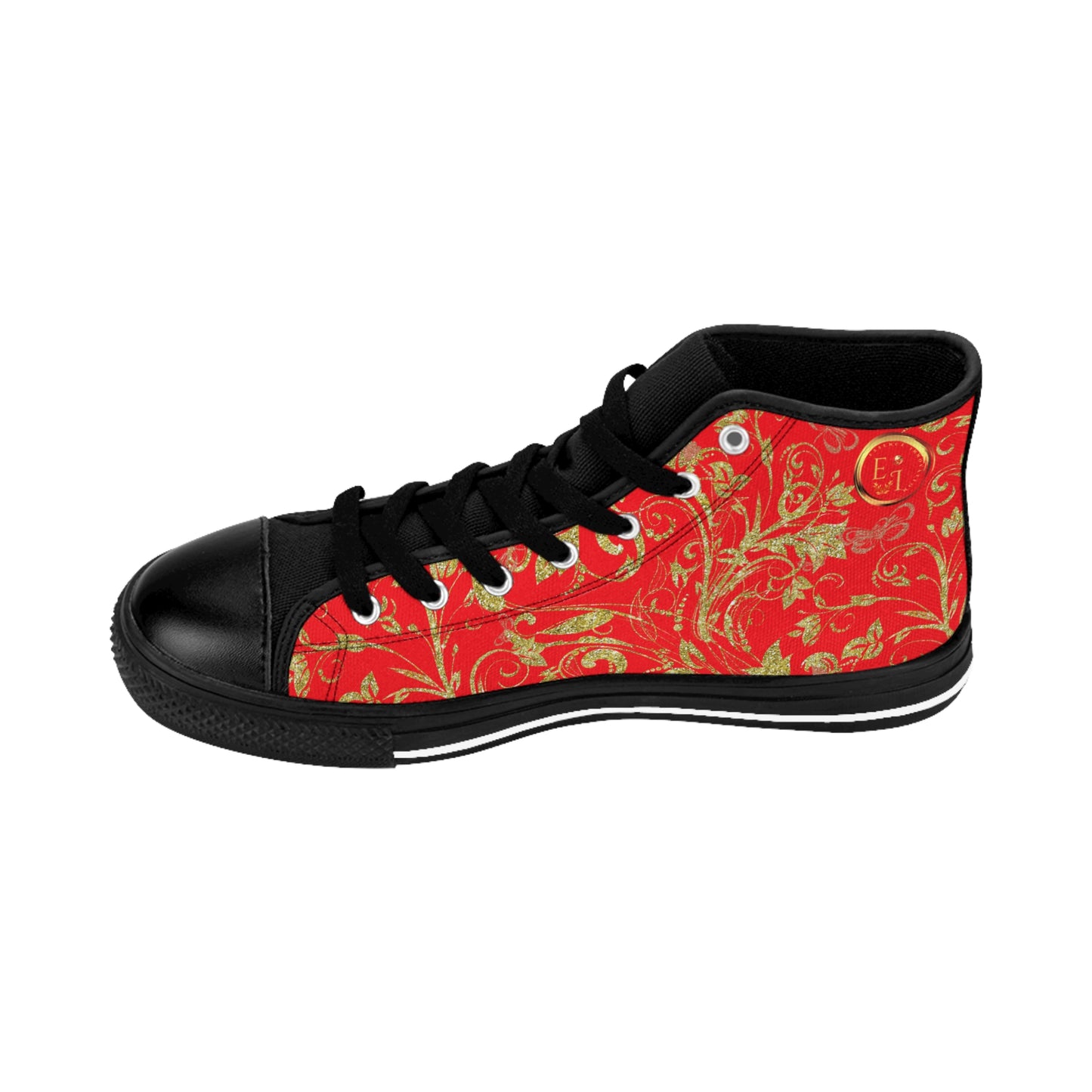Bohemian Butterfly | Red | Black Sole HighTop Sneakers