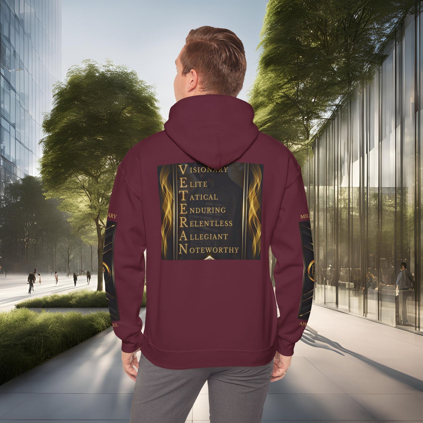 Veteran Qualities Serviceman Five | Maroon Hoodie | Military & Service Tribute