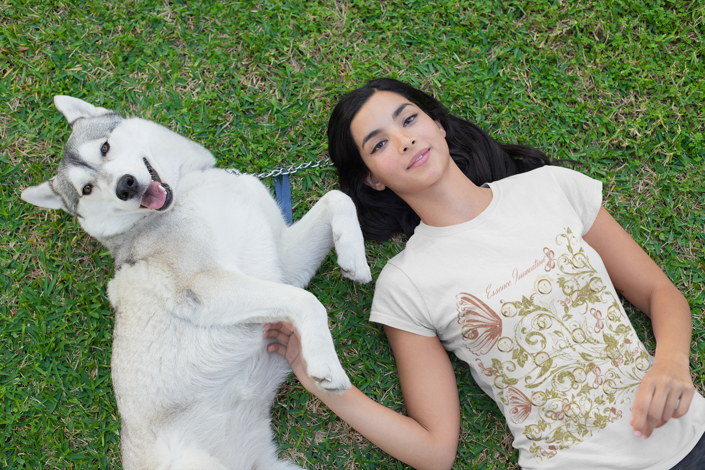 Floral Butterfly T-Shirt in White | Nature-Inspired Botanical Tee | Elegant Boho Shirt for Women | EssenceInnoCreate