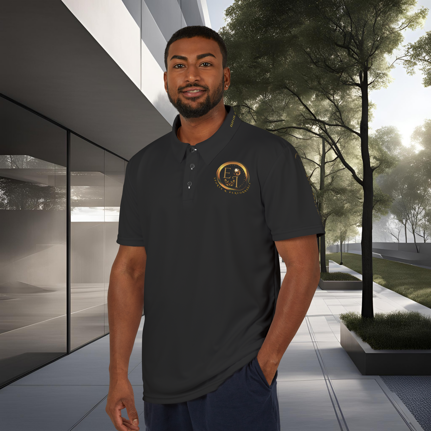 Seek More Elevation VII | Unisex Performance Polo Black | EI Sports
