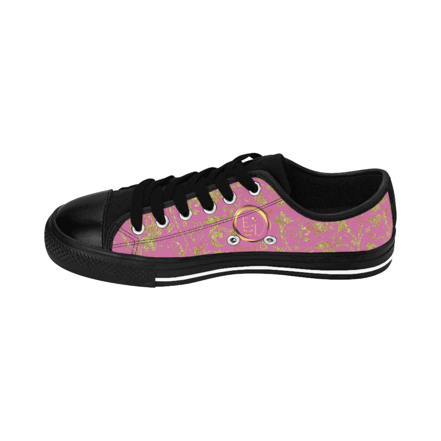 Bohemian Butterfly | Light Pink | Black Sole LowTop Sneakers