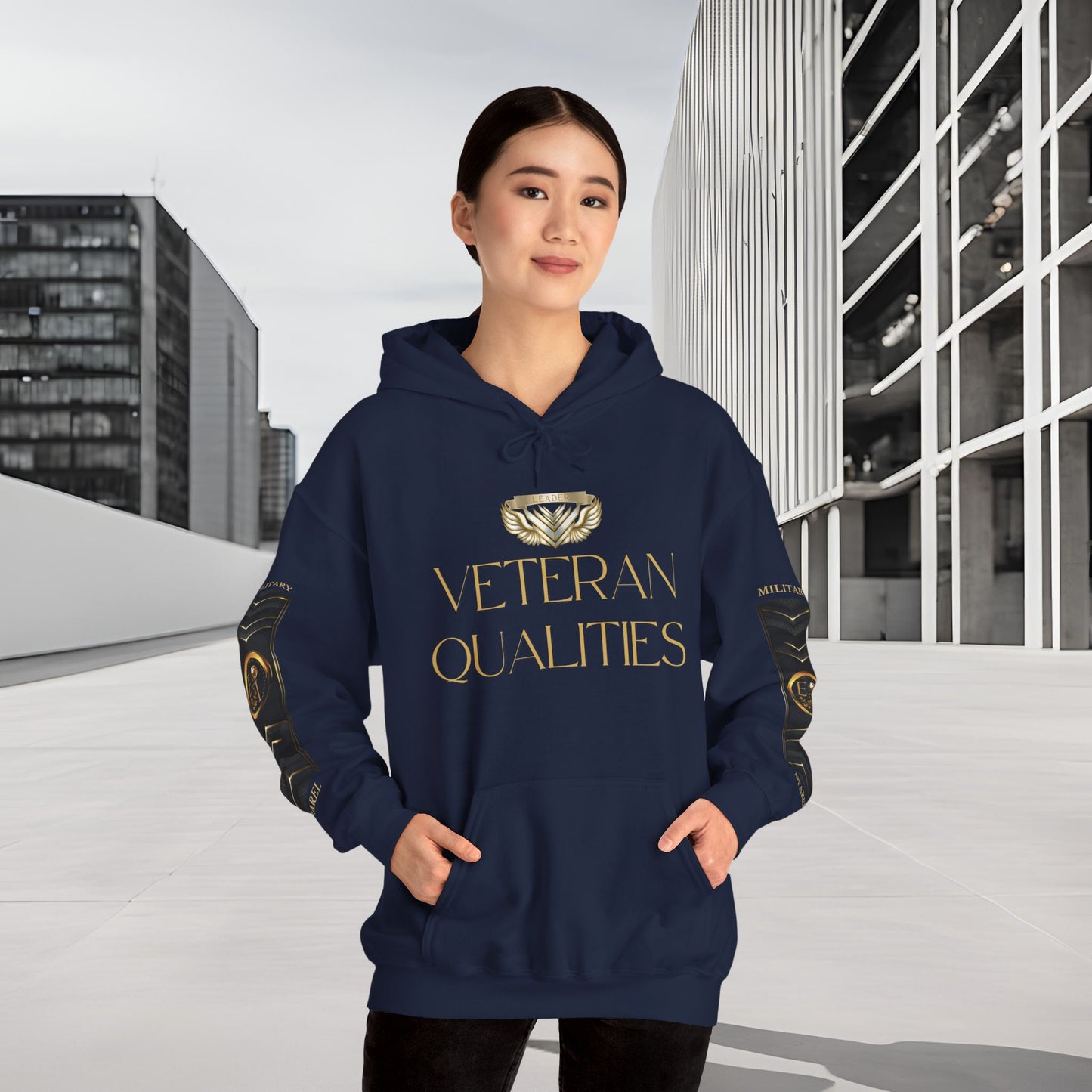 Veteran Qualities Leader Four | Navy Hoodie | Military & Service Tribute