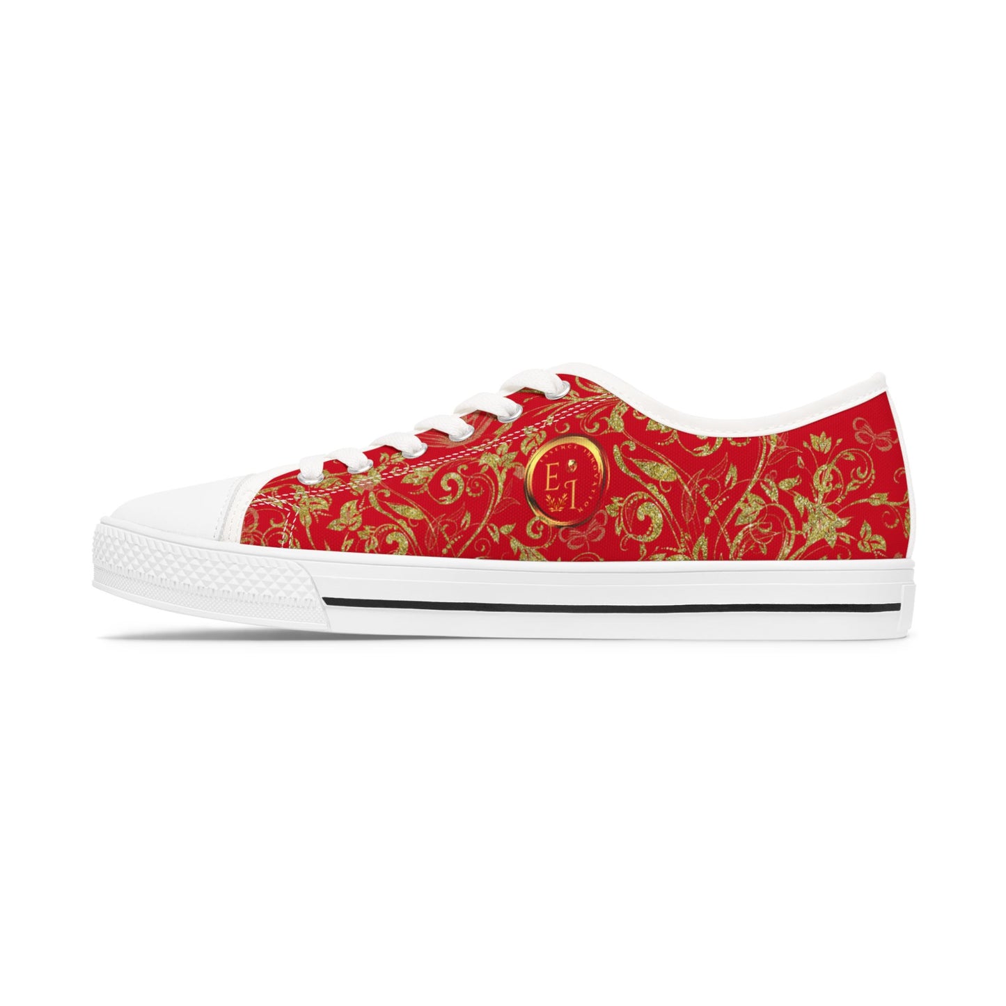 Ladies Bohemian Butterfly | Dark Red | White Sole LowTops