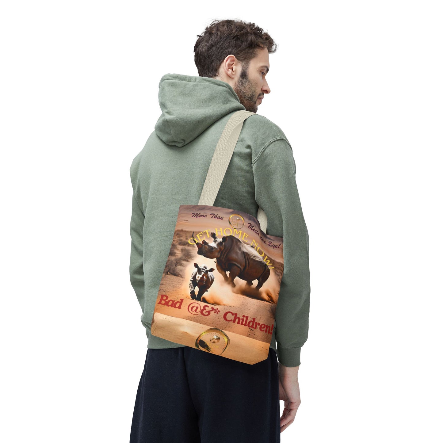 Humorous Rhino Tote Bag - Perfect for Parents, Kid's Activities, Gifts for Moms and Dads, Playdates, Back to School!