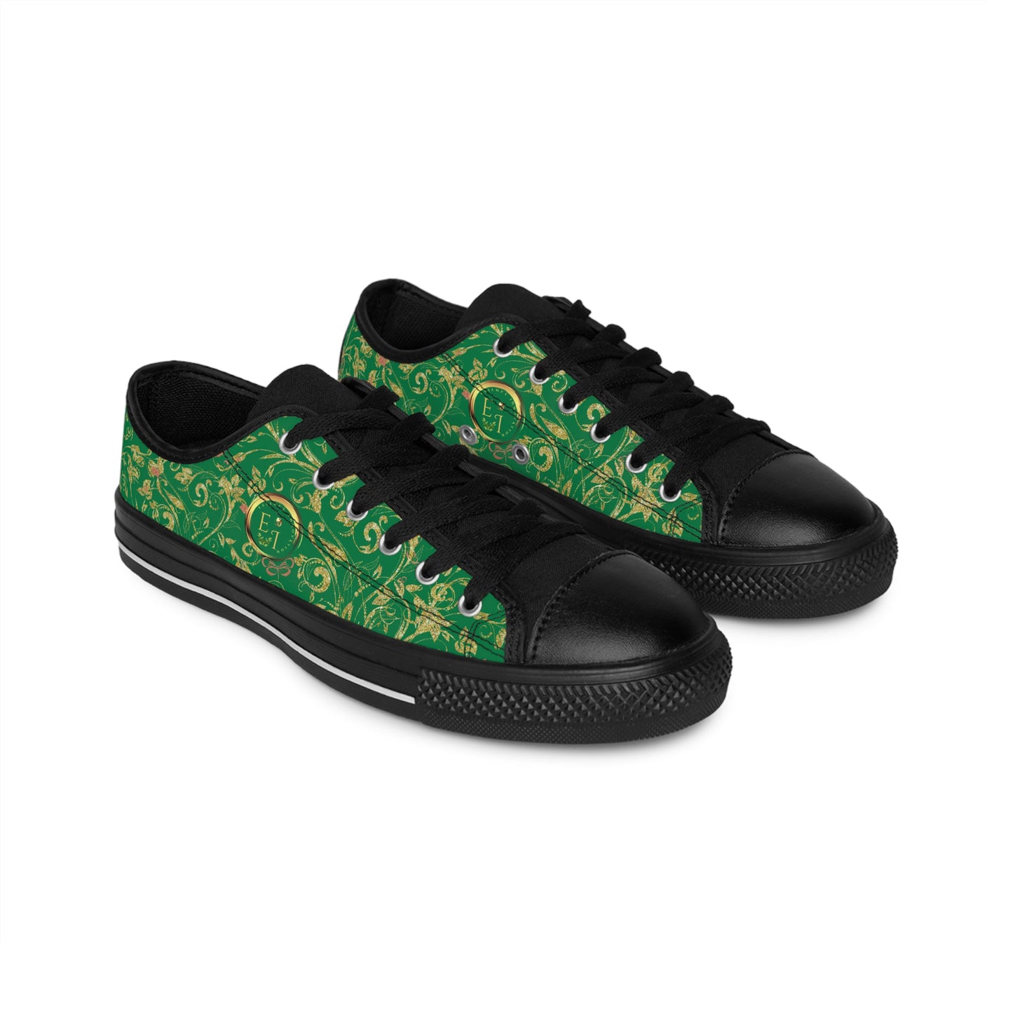Bohemian Butterfly | Green | Black Sole LowTop Sneakers