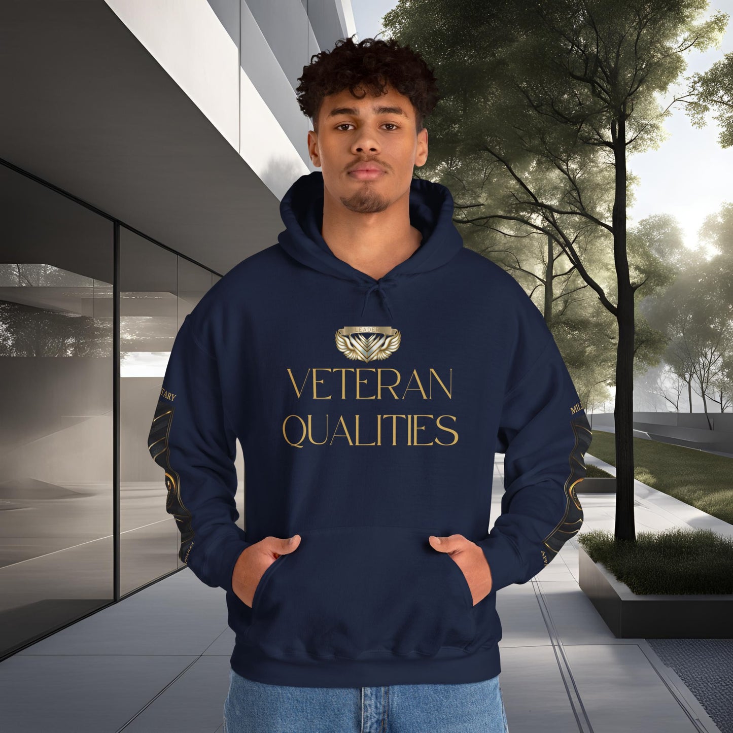 Veteran Qualities Leader Four | Navy Hoodie | Military & Service Tribute