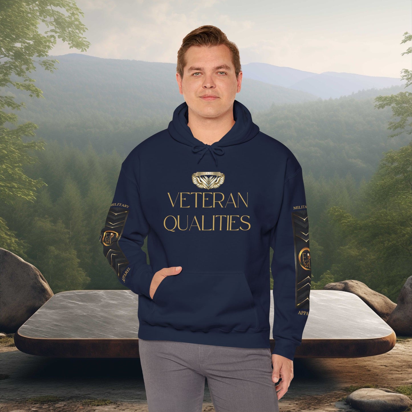 Veteran Qualities Leader Four | Navy Hoodie | Military & Service Tribute