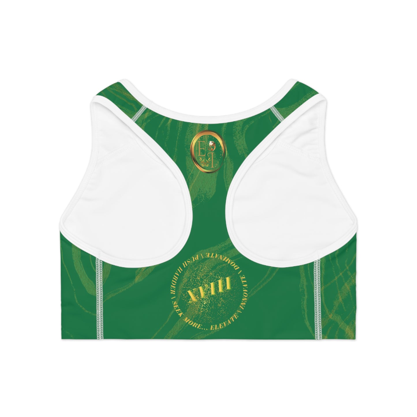 Seek More SBS XII | EI Sports Bra Stripped | Dark Green