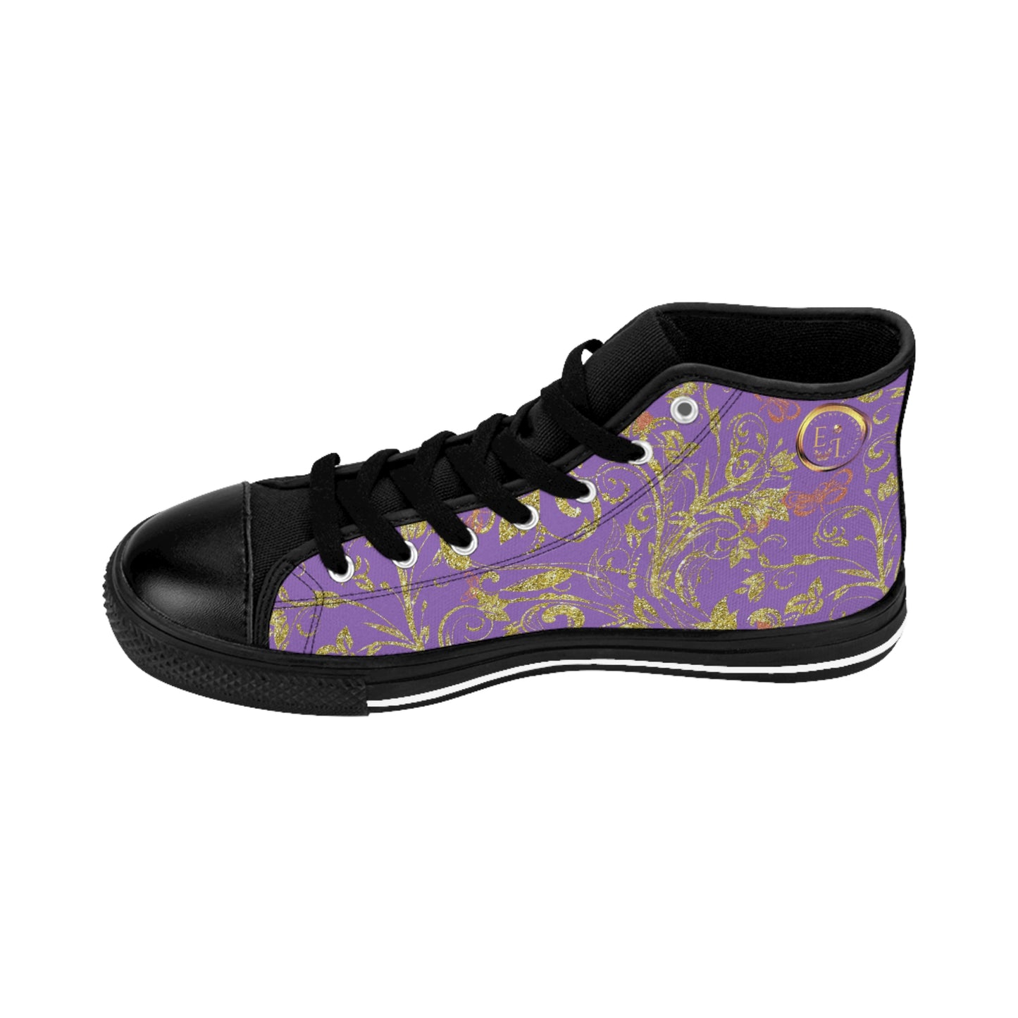 Bohemian Butterfly | Light Purple | Black Sole HighTop Sneakers