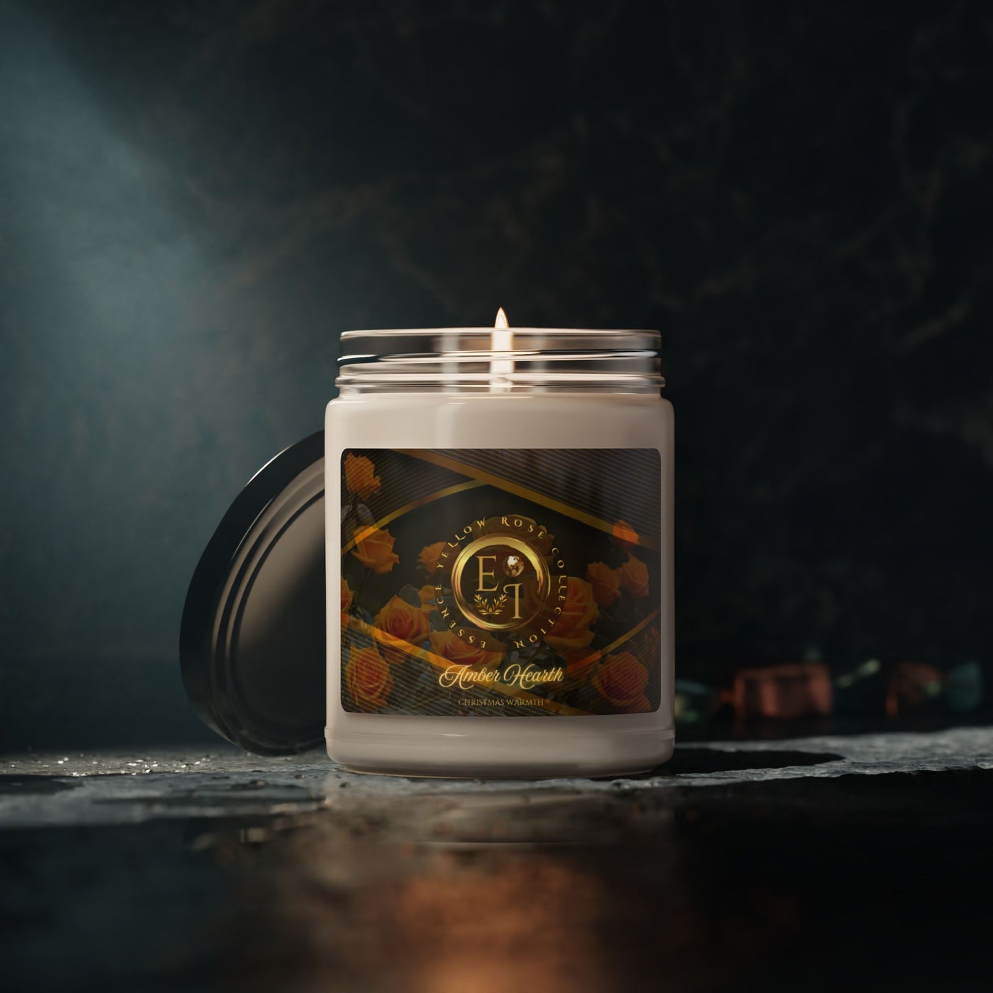 Yellow Rose Amber Hearth | Christmas Warmth | Scented Soy Candle | 9oz