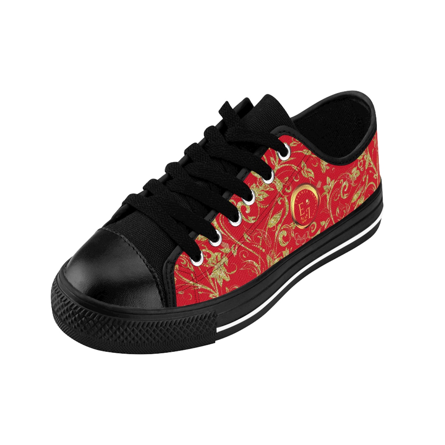 Bohemian Butterfly | Dark Red | Black Sole LowTop Sneakers