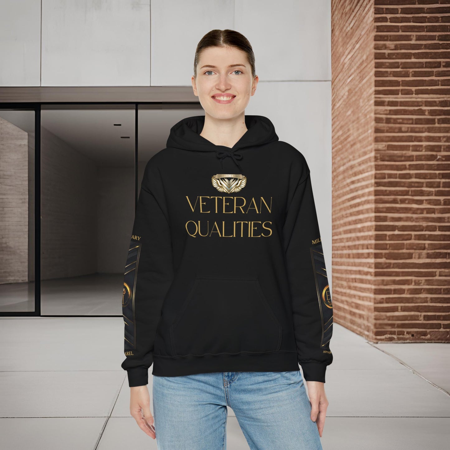 Veteran Qualities Serviceman One | Black Hoodie | Honor & Commitment