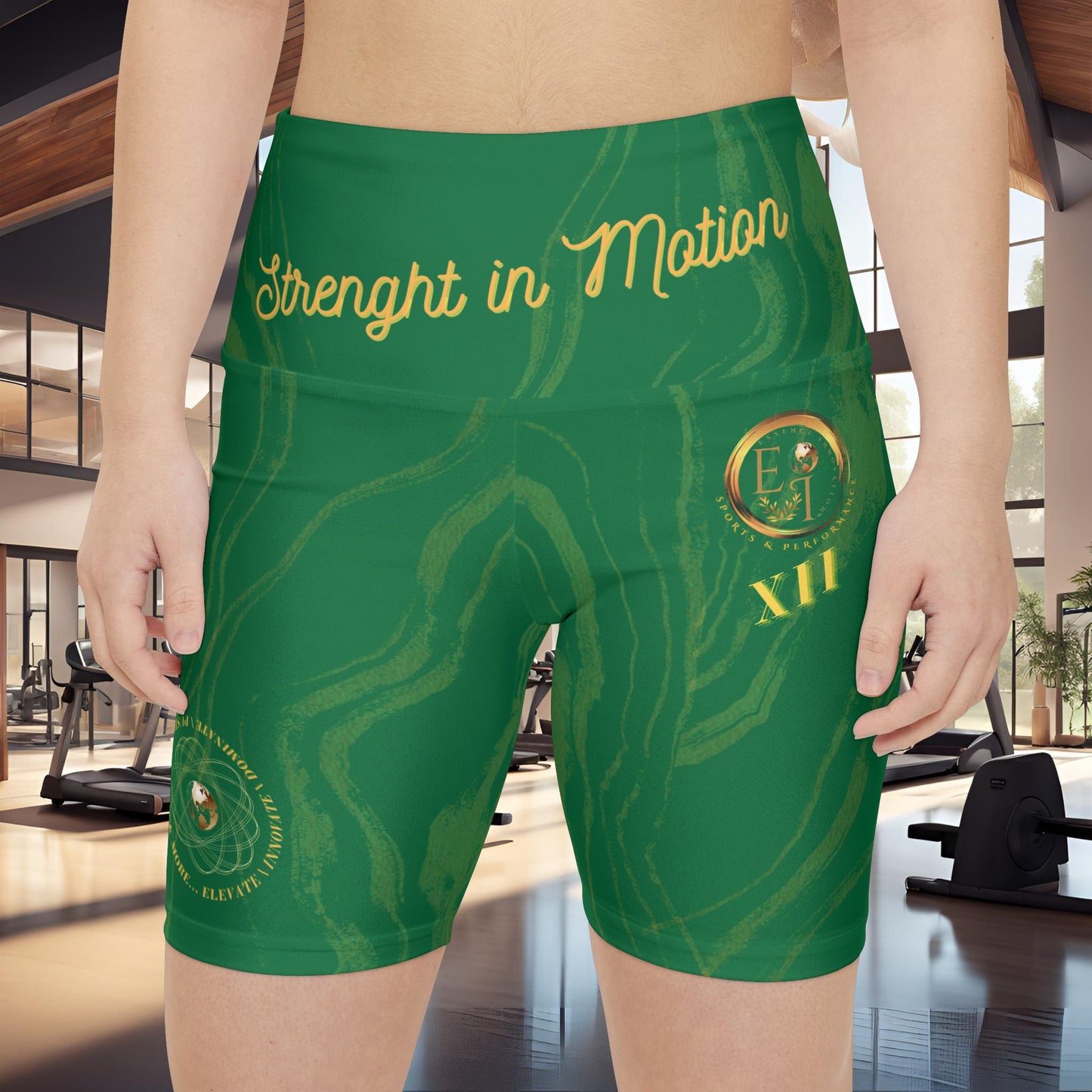 Seek More WSS XII | EI Sports Workout Shorts Striped | Dark Green