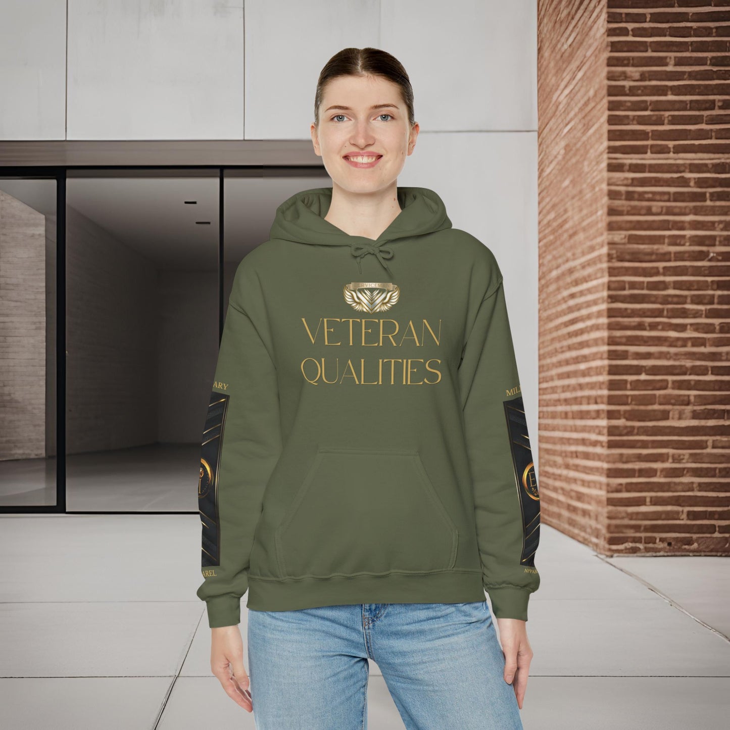 Veteran Qualities Serviceman Three | MC Green Hoodie | Military & Service Tribute