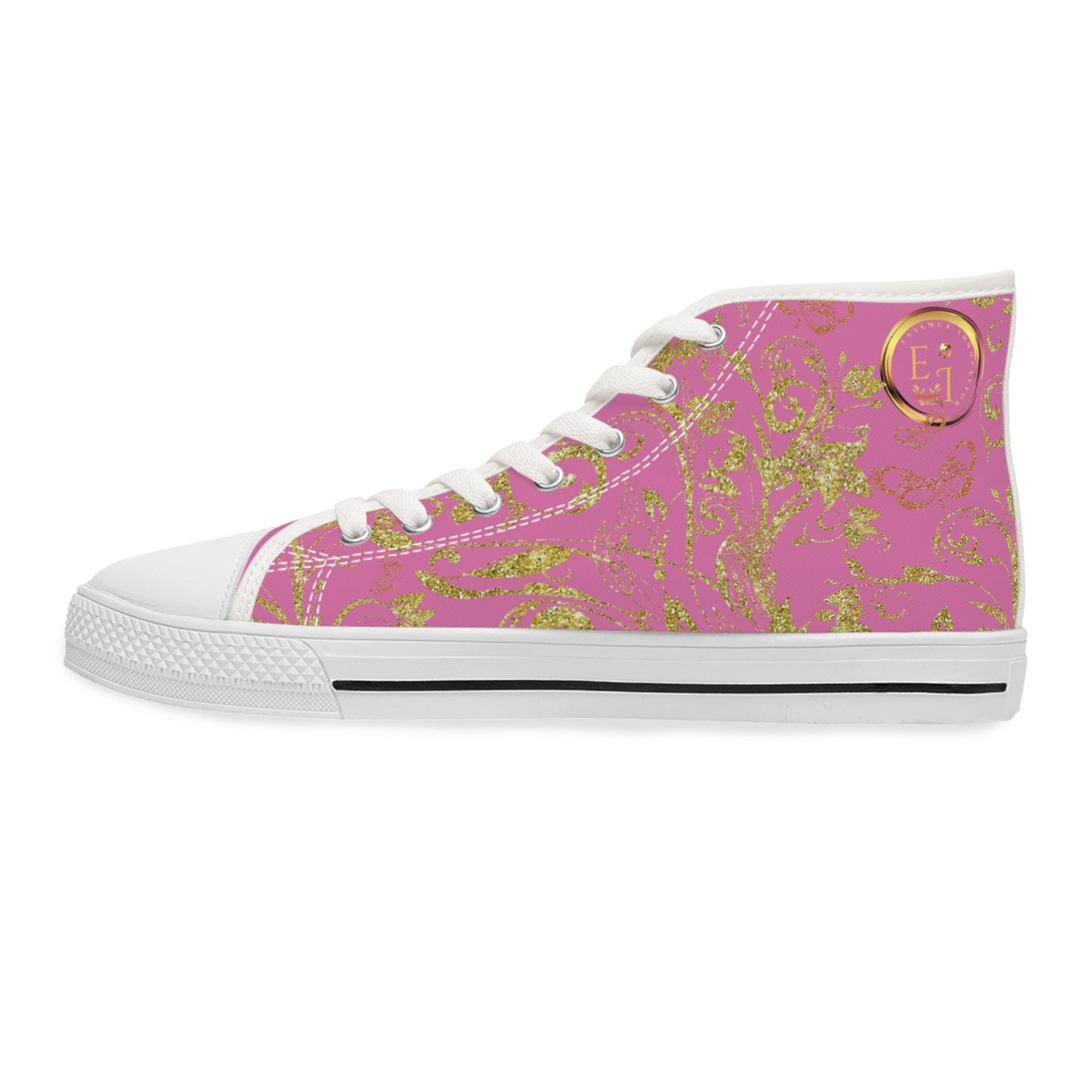 Ladies Bohemian Butterfly | Light Pink | White Sole HighTops