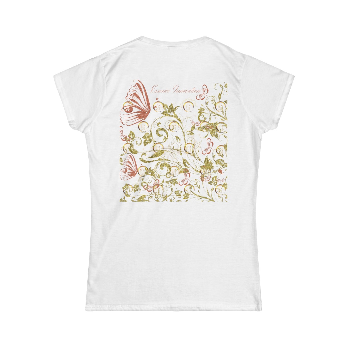 Floral Butterfly T-Shirt in White | Nature-Inspired Botanical Tee | Elegant Boho Shirt for Women | EssenceInnoCreate