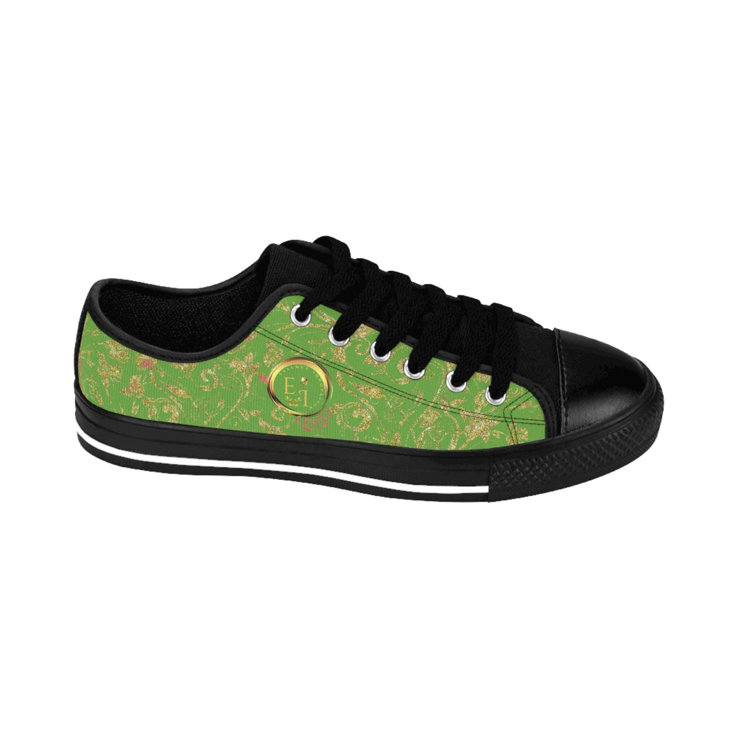 Bohemian Butterfly | Light Green | Black Sole LowTop Sneakers