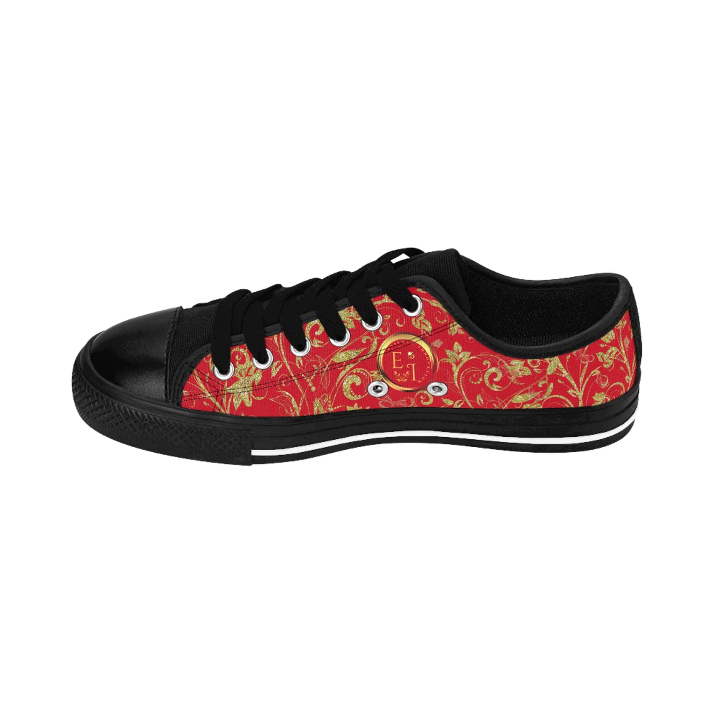 Bohemian Butterfly | Dark Red | Black Sole LowTop Sneakers