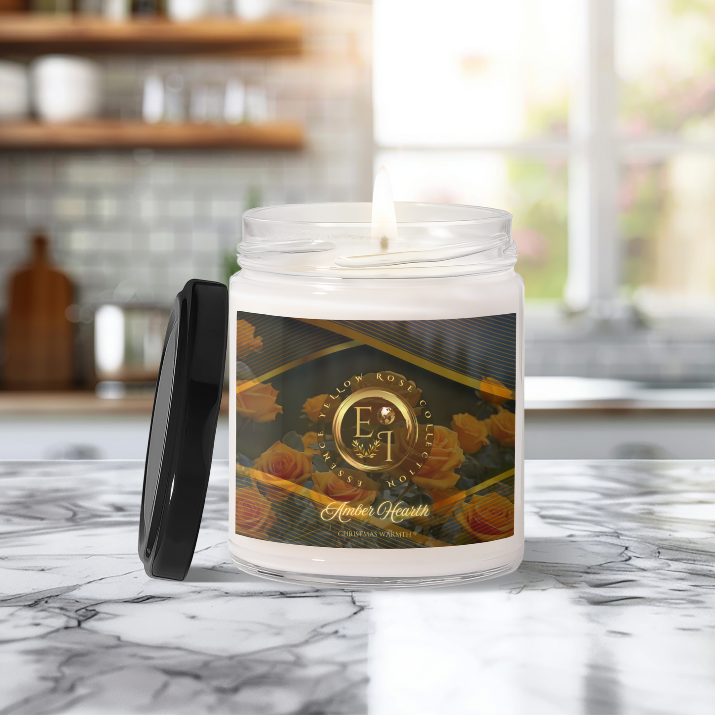 Yellow Rose Amber Hearth | Christmas Warmth | Scented Soy Candle | 9oz