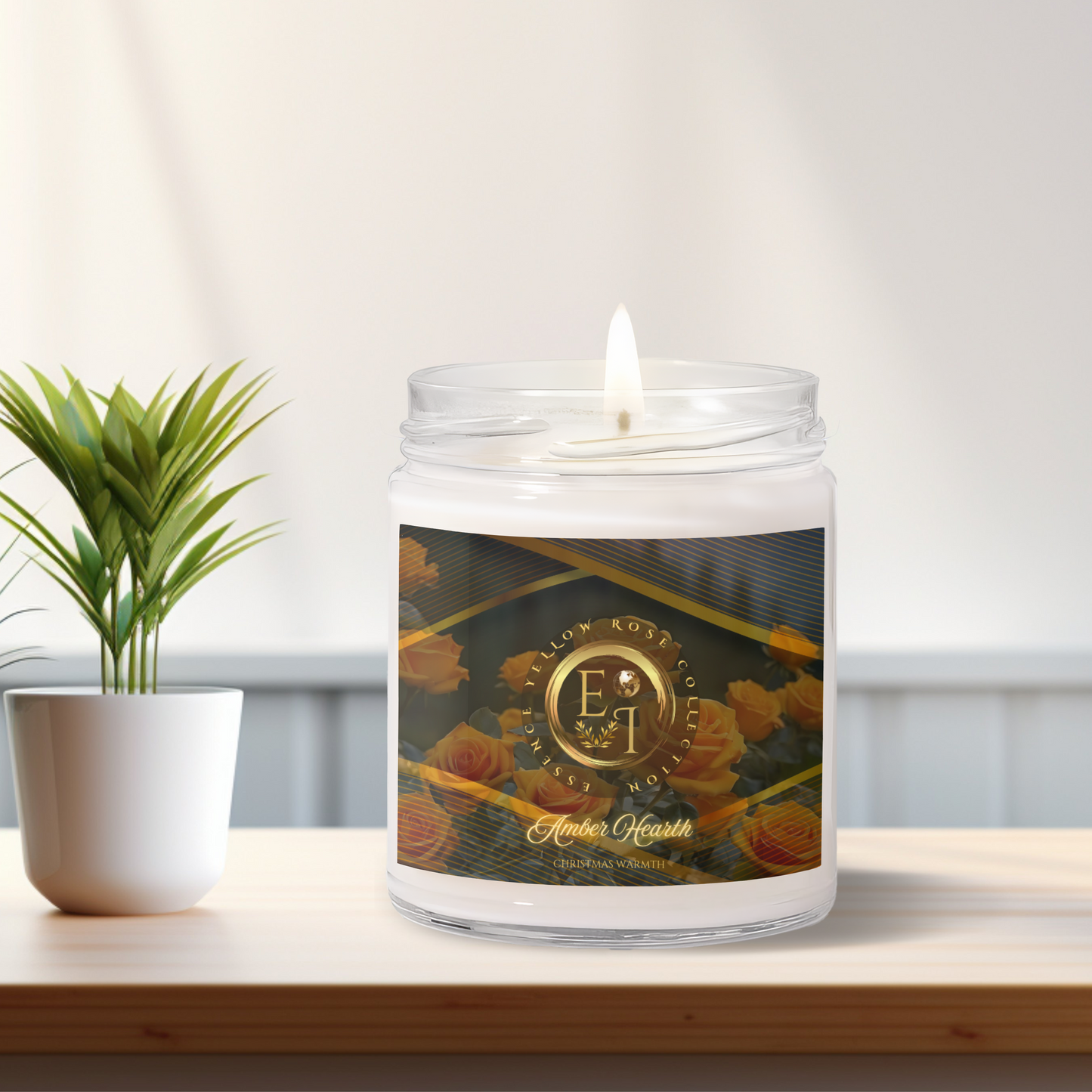 Yellow Rose Amber Hearth | Christmas Warmth | Scented Soy Candle | 9oz