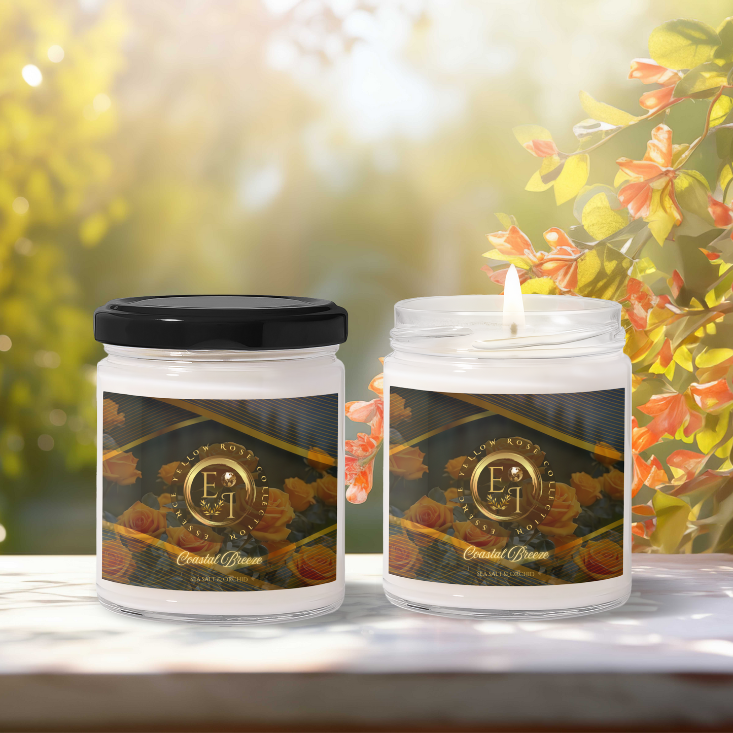 Yellow Rose Coastal Breeze | Sea Salt & Orchid | Scented Soy Candle | 9oz