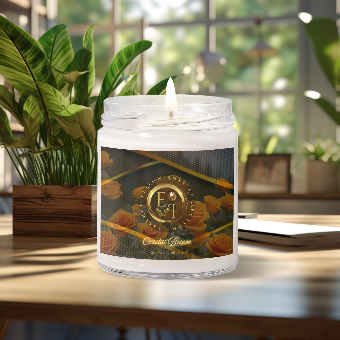 Yellow Rose Coastal Breeze | Sea Salt & Orchid | Scented Soy Candle | 9oz